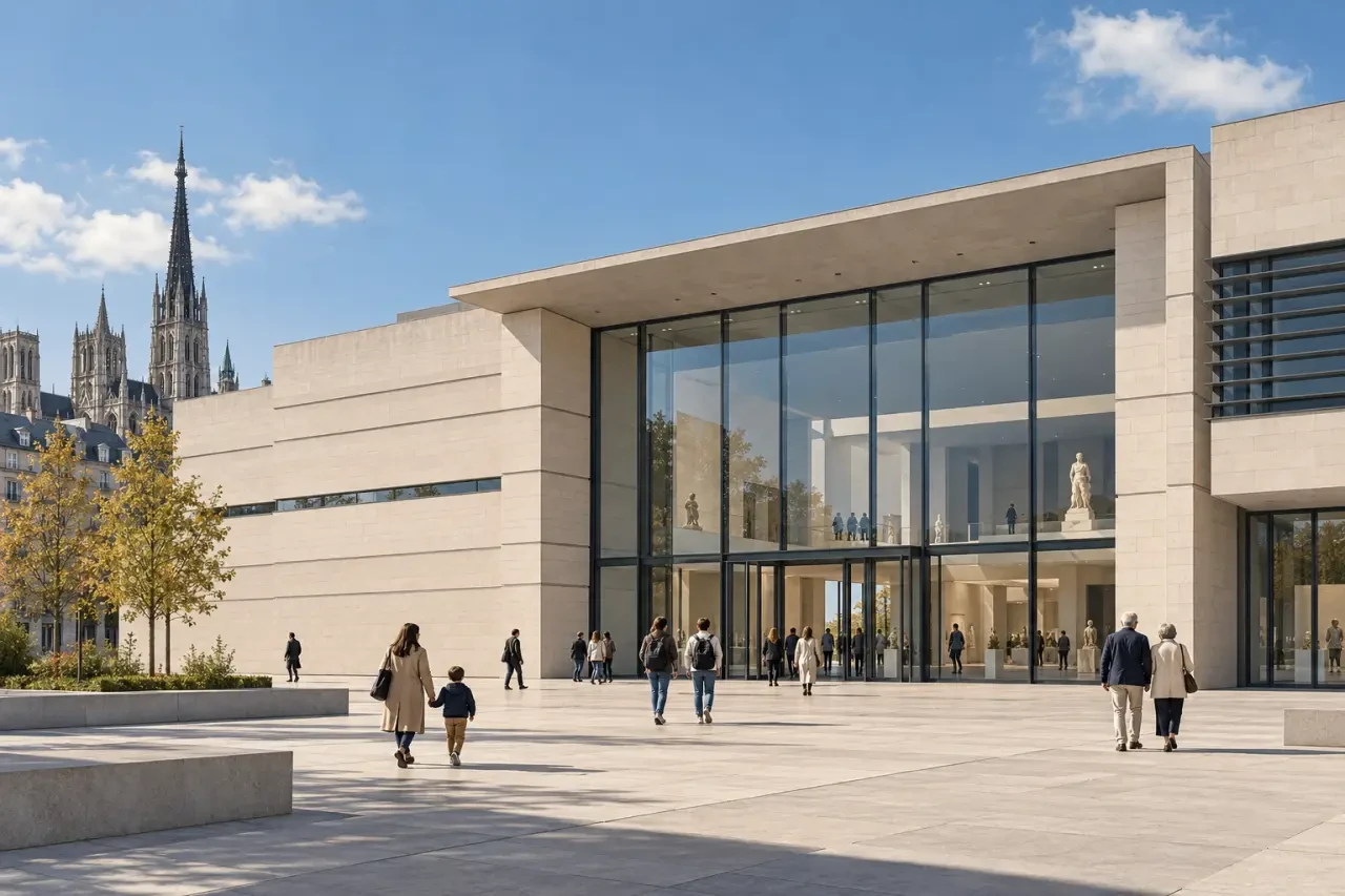 Musées de Rouen : vue extérieure du Musée des Beaux-Arts sur l'esplanade Marcel-Duchamp