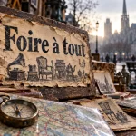 Foire à tout à Rouen ce week end : panneau de brocante et affiches, lieux à vérifier