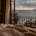 Hôtel de charme Normandie vue mer : chambre et balcon avec vue mer